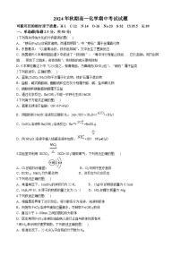 广西壮族自治区钦州市2024-2025学年高一上学期期中考试 化学试题