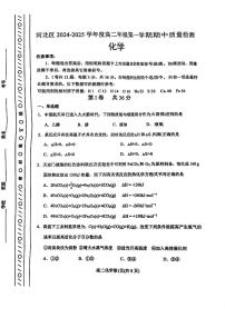 天津市河北区2024-2025学年高二上学期11月期中考试 化学试题