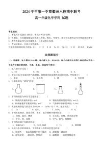 浙江省衢州六校联盟2024～2025学年高一(上)期中联考化学试卷(含答案)