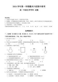 浙江省衢州六校联盟2024～2025学年高一(上)期中联考化学试卷(含答案)