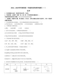 海南省部分高中2024～2025学年高一(上)阶段性教学检测(一)(期中)化学试卷(含答案)