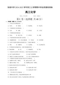 甘肃省张掖中学2024～2025学年高三(上)期中化学试卷(含答案)