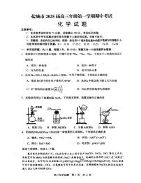 2025届江苏盐城高三上学期期中考试化学试题（含答案）