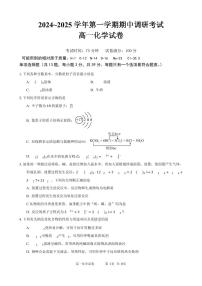 江苏省连云港市灌南县2024-2025学年高一上学期11月期中考试化学试题