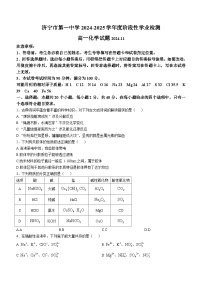 山东省济宁市第一中学2024-2025学年高一上学期期中考试化学试题(无答案)