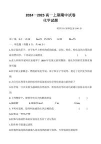 河南省周口市鹿邑县2024～2025学年高一(上)期中化学试卷(含答案)