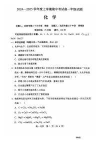 辽宁省沈阳市郊联体2024-2025学年高一上学期11月期中考试化学试卷（PDF版附答案）