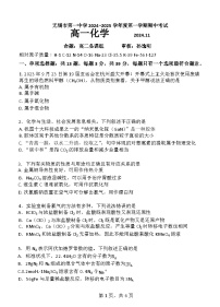 江苏省无锡市第一中学2024-2025学年高一上学期11月期中考试 化学 Word版含答案