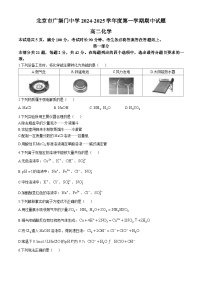 北京市广渠门中学2024-2025学年高二上学期期中考试 化学试题