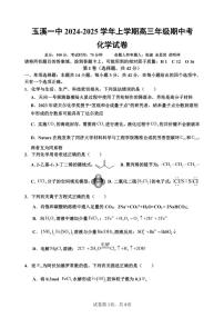 云南省玉溪市一中2024～2025学年高三(上)期中化学试卷(含答案)