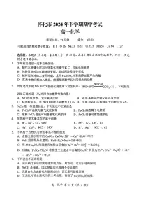 湖南省怀化市2024-2025学年高一上学期期中考试化学试题