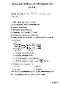 江苏省无锡市梅村高级中学空港分校2024-2025学年高一上学期期中化学试卷