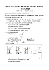 江苏省南京市五校联盟2024-2025学年高三上学期期中考试化学试题