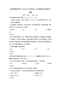 2024-2025学年江苏省陈洋中学高一(上)期中化学化学试卷(解析版)