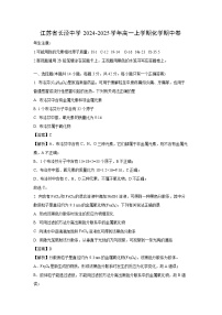 2024-2025学年江苏省长泾中学高一(上)化学期中卷化学试卷(解析版)