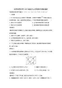 2025届江苏省苏州市高三(上)期中摸底调研化学试卷（解析版）