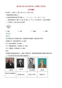 浙江省瑞安中学2023_2024学年高一化学上学期12月月考试卷含解析