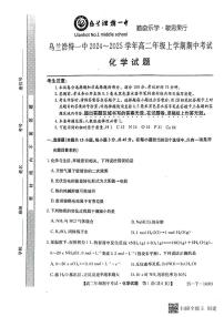 内蒙古乌兰浩特第一中学2024-2025学年高二上学期期中考试化学试题