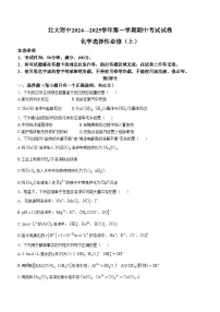 北京市北京大学附属中学2024-2025学年高二上学期期中考试化学试题