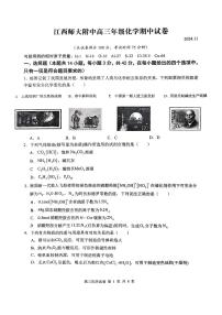 江西省南昌市江西师范大学附属中学2024-2025学年高三上学期期中考试+化学试卷+