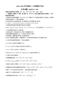 黑龙江省哈尔滨市第三中学校2024-2025学年高三上学期期中考试 化学试卷