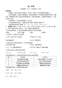 广东省部分学校2024-2025学年高一上学期期中联考 化学试题