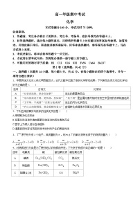 河北省沧州市沧县中学2024-2025学年高一上学期11月期中考试 化学试题