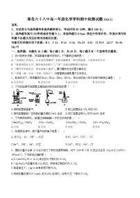 山东省青岛第六十八中学2024-2025学年高一上学期期中考试 化学试题(无答案)