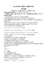 广东省广州市南海中学2024-2025学年高二上学期期中考试 化学试题(无答案)