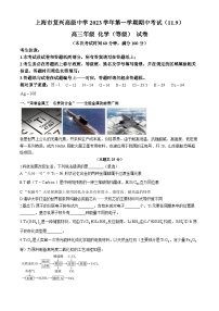 上海市复旦大学附属复兴中学2023-2024学年高三上学期期中考试 化学（等级）试卷