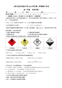 上海市复旦大学附属复兴中学2023-2024学年高一上学期期中考试 化学试卷