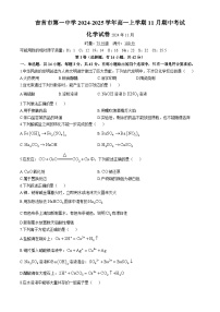 湖南省湘西土家族苗族自治州吉首市第一中学2024-2025学年高一上学期11月期中考试 化学试题