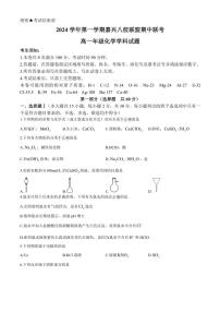 浙江省嘉兴八校联盟2024～2025学年高一(上)期中化学试卷(含答案)