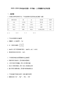 江苏省徐州市第一中学2023-2024学年高一上学期期中考试 化学试卷