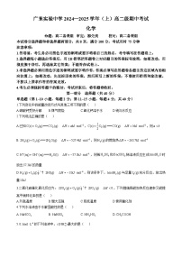 广东省广东实验中学2024-2025学年高二上学期期中考试 化学试题