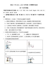 山东省泰安第一中学2024-2025学年高一上学期期中考试 化学试题