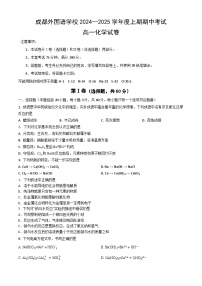 四川省成都外国语学校2024-2025学年高一上学期期中检测 化学试题