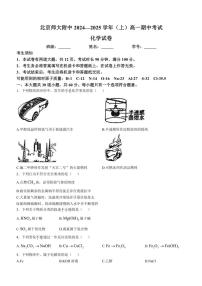 北京师范大学附属中学2024～2025学年高一(上)期中化学试卷(含答案)