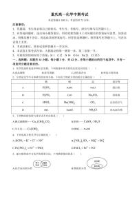 重庆市万州第三中学等多校2024～2025学年高一(上)期中联考化学试卷(含答案)