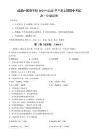 四川省成都外国语学校2024～2025学年高一(上)期中检测化学试卷(含答案)