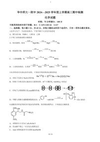 湖北省华中师范大学第一附属中学2024～2025学年高三(上)期中检测化学试卷(含答案)