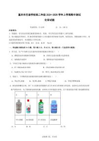 重庆市巴渝学校2024-2025学年高二上学期期中考试化学试题