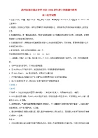 湖北省武汉市部分重点中学2023_2024学年高二化学上学期期中联考试题含解析