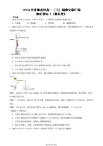 2024北京重点校高一（下）期中真题化学汇编：氮的循环1（鲁科版）