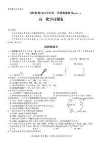 浙江省六校联盟2024～2025学年高一(上)期中联考化学试卷(含答案)