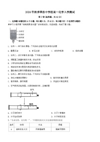 四川省自贡市荣县中学2024-2025学年高一上学期入学考试化学试题