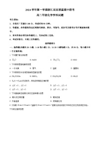 浙江省星辰联盟2024-2025学年高二上学期11月期中考试化学试题（原卷版）-A4