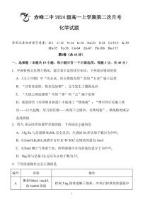 内蒙古赤峰二中2024-2025学年高一上学期第二次月考 化学试题