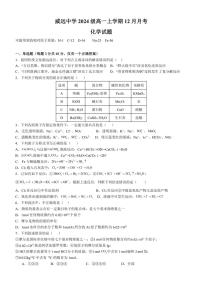 2024～2025学年四川省威远中学校高一(上)12月月考化学试卷(含答案)