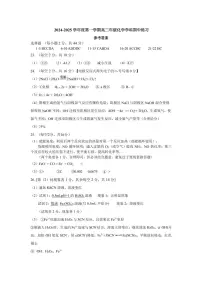 北京理工大学附属中学2024-2025学年高二上学期期中练习+化学试题